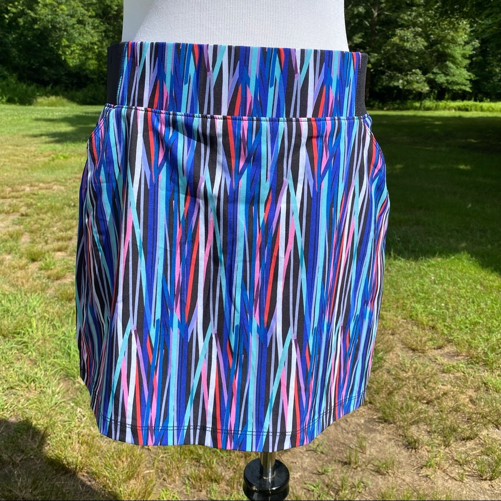 REEL LEGENDS SKORT SKIRT SHORTS MINI BLACK BLUE MULTI COLOR UPF POCKETS Size M